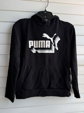 PUMA Boys Black Logo Hoodie | Size M (10/12)